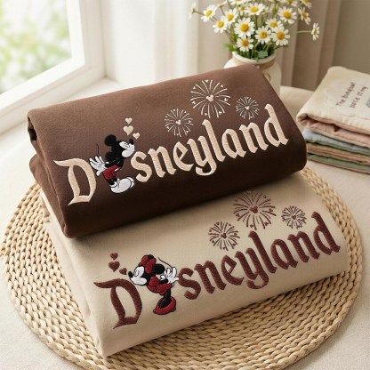 Couple Mouse And Girlfriend Embroidered Sweatshirts, Magical Land Valentine Embroidered Hoodie, Valentines Couple Mouse, Honeymoon Gift