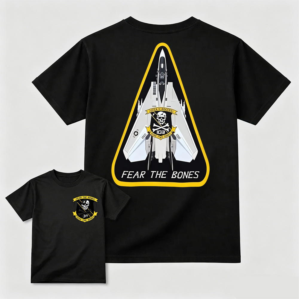 F14 Tomcat VFA-103 Jolly Rogers Skull Crossbones Military Aviation Tee	