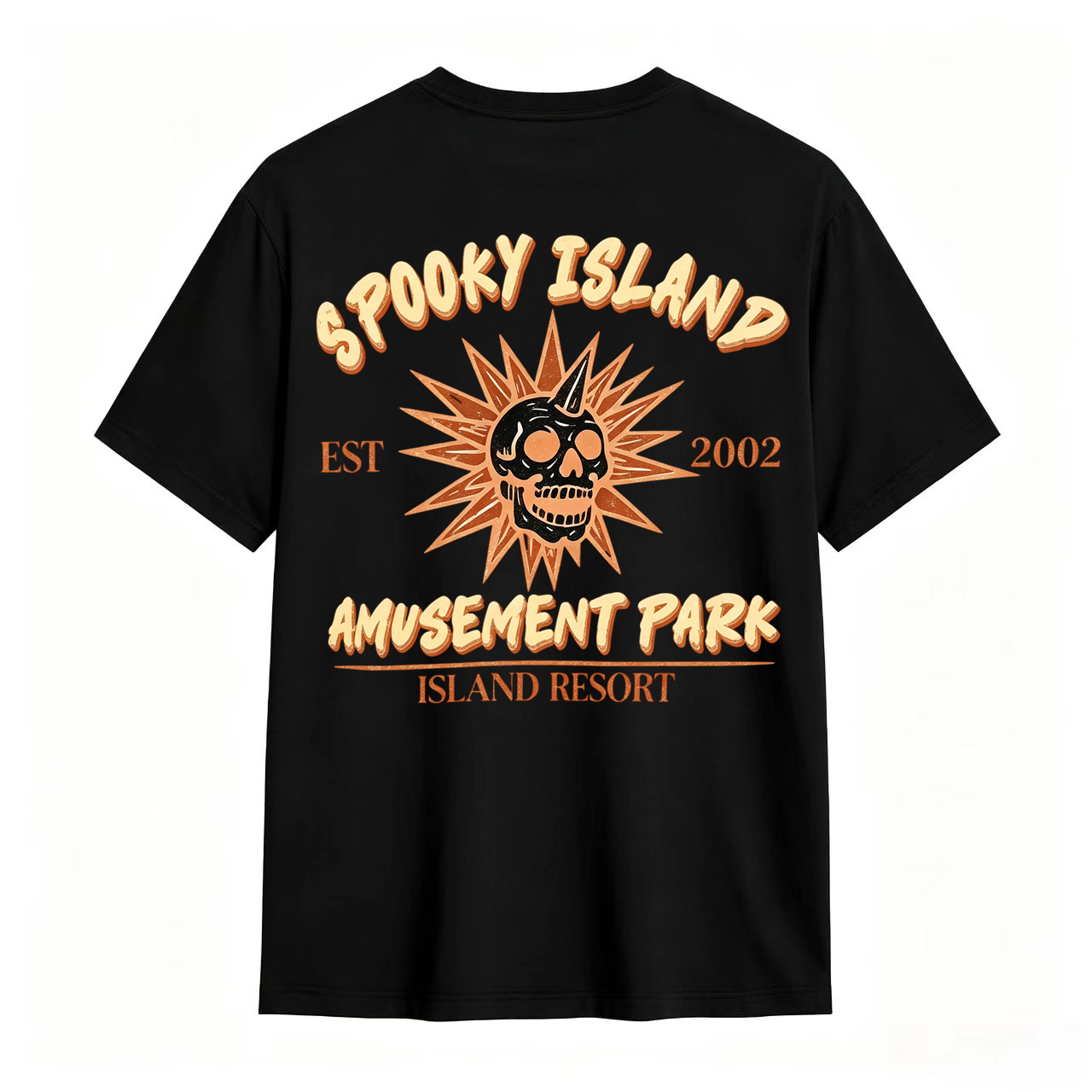 Spooky Island Amusement Park EST 2002 Skull Vintage Horror Graphic T-Shirt	