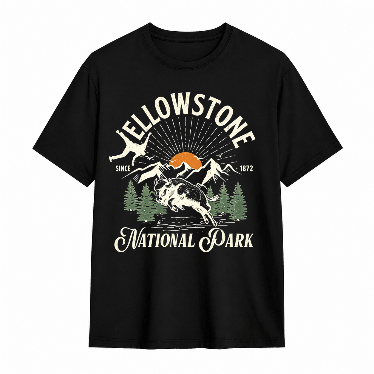Yellowstone National Park Vintage Buffalo Graphic T-Shirt Retro Wildlife Tee