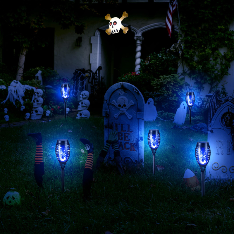 Halloween Outdoor Solar Flickering Flame Torch Lights Waterproof Garden Yard Pathway Decor	SKAZ018