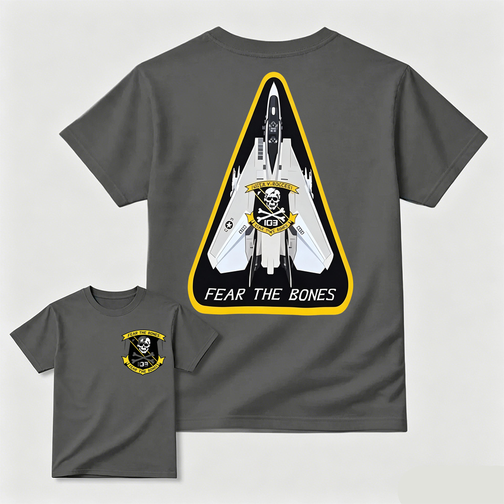 F14 Tomcat VFA-103 Jolly Rogers Skull Crossbones Military Aviation Tee	