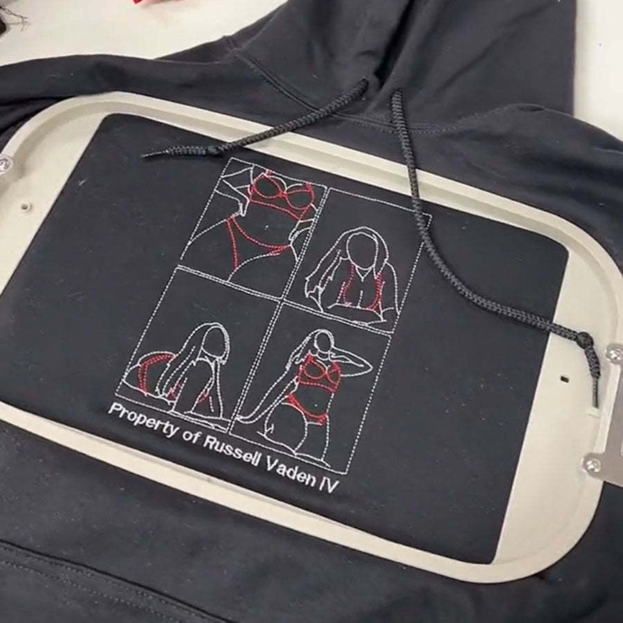 Custom Spicy Embroidered Portrait Hoodie Crewneck Sweatshirt Valentine Gift For Boyfriend Husband