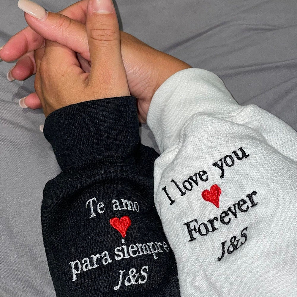 Personalized Embroidered Roman Numeral Matching Hoodie Sweatshirt Valentines Day Couple Gifts