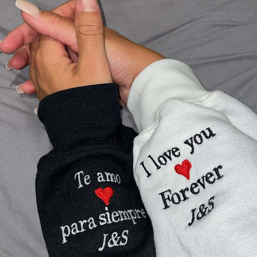 Personalized Embroidered Roman Numeral Matching Hoodie Sweatshirt Valentines Day Couple Gifts