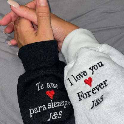 Personalized Embroidered Roman Numeral Matching Hoodie Sweatshirt Valentines Day Couple Gifts