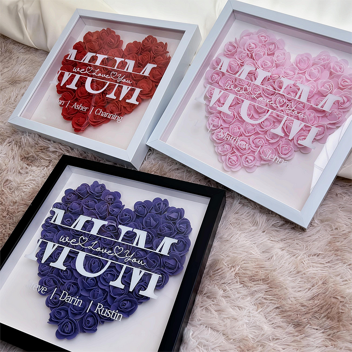 Mom We Love You - Personalized Flower Shadow Box Mother's Day Gift