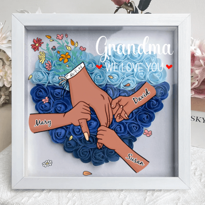 [Copy]We Love You Mom Hand Holding - Personalized Family Flower Shadow Box Mother's Day Gift