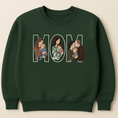 Custom Family Embroidered Sweatshirt – Personalized Mother’s Day Gift for Mom & Dad