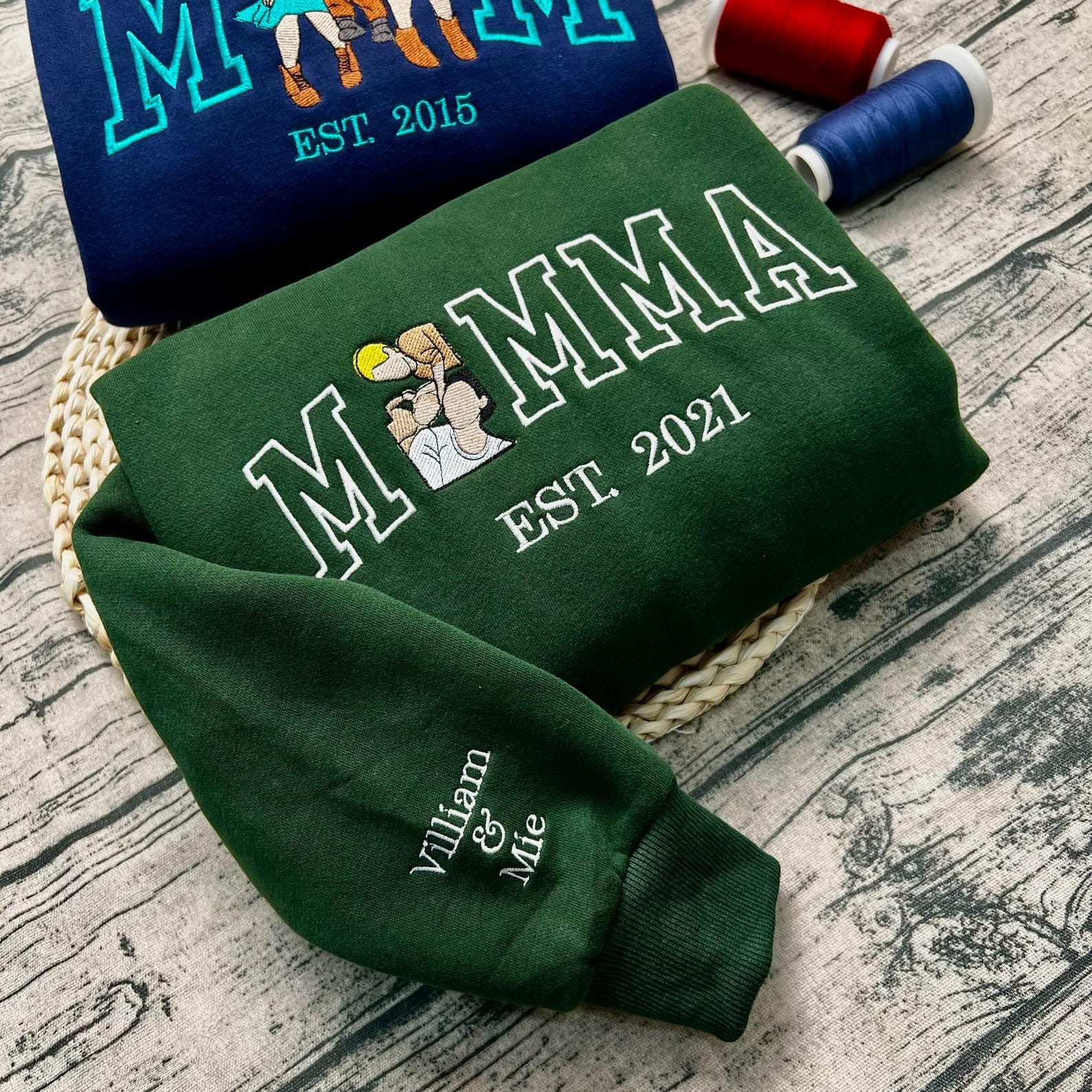 Custom Embroidered Mom Portrait Sweatshirt Mother's Day Gift Idea