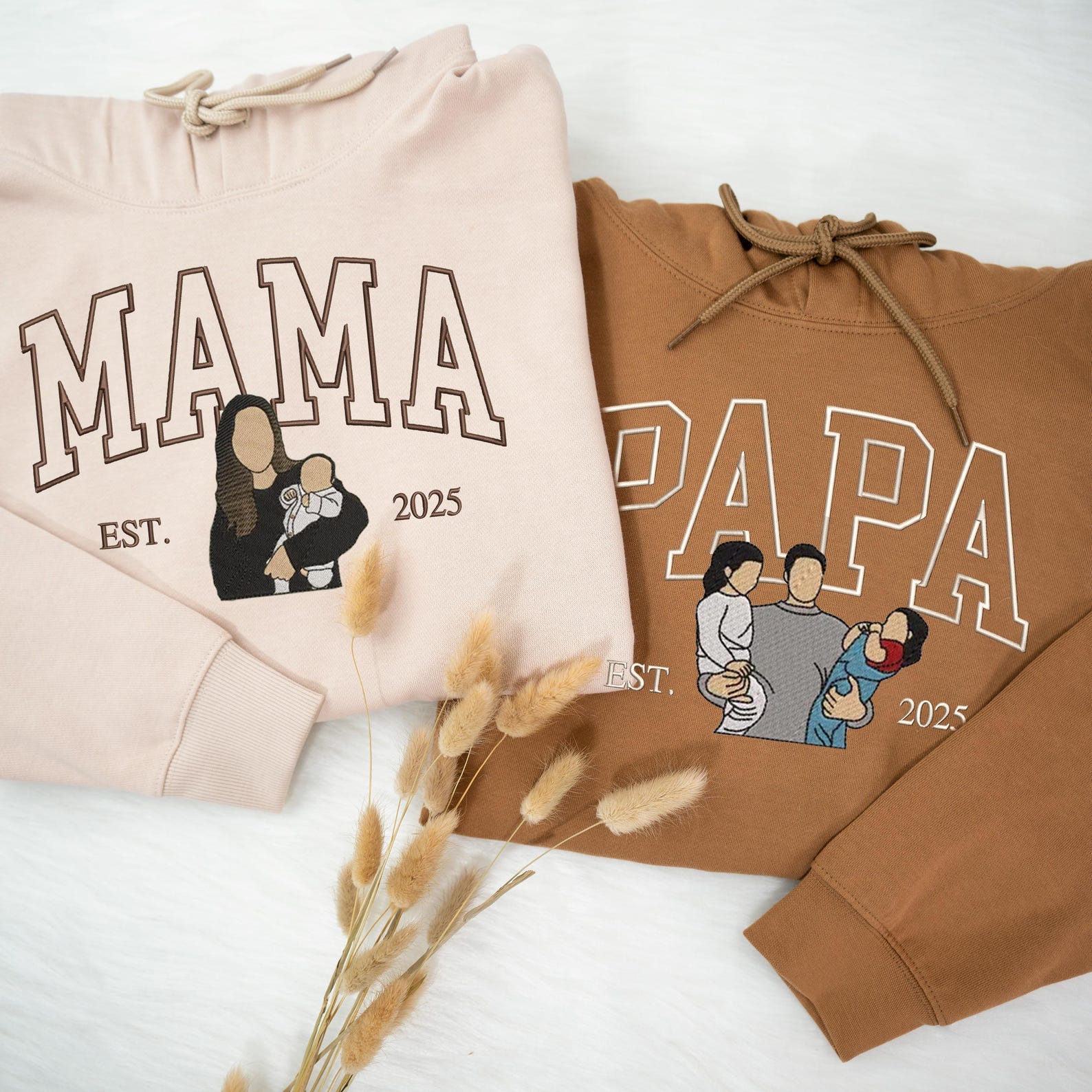 Custom Embroidered Mom Portrait Sweatshirt Mother's Day Gift Idea
