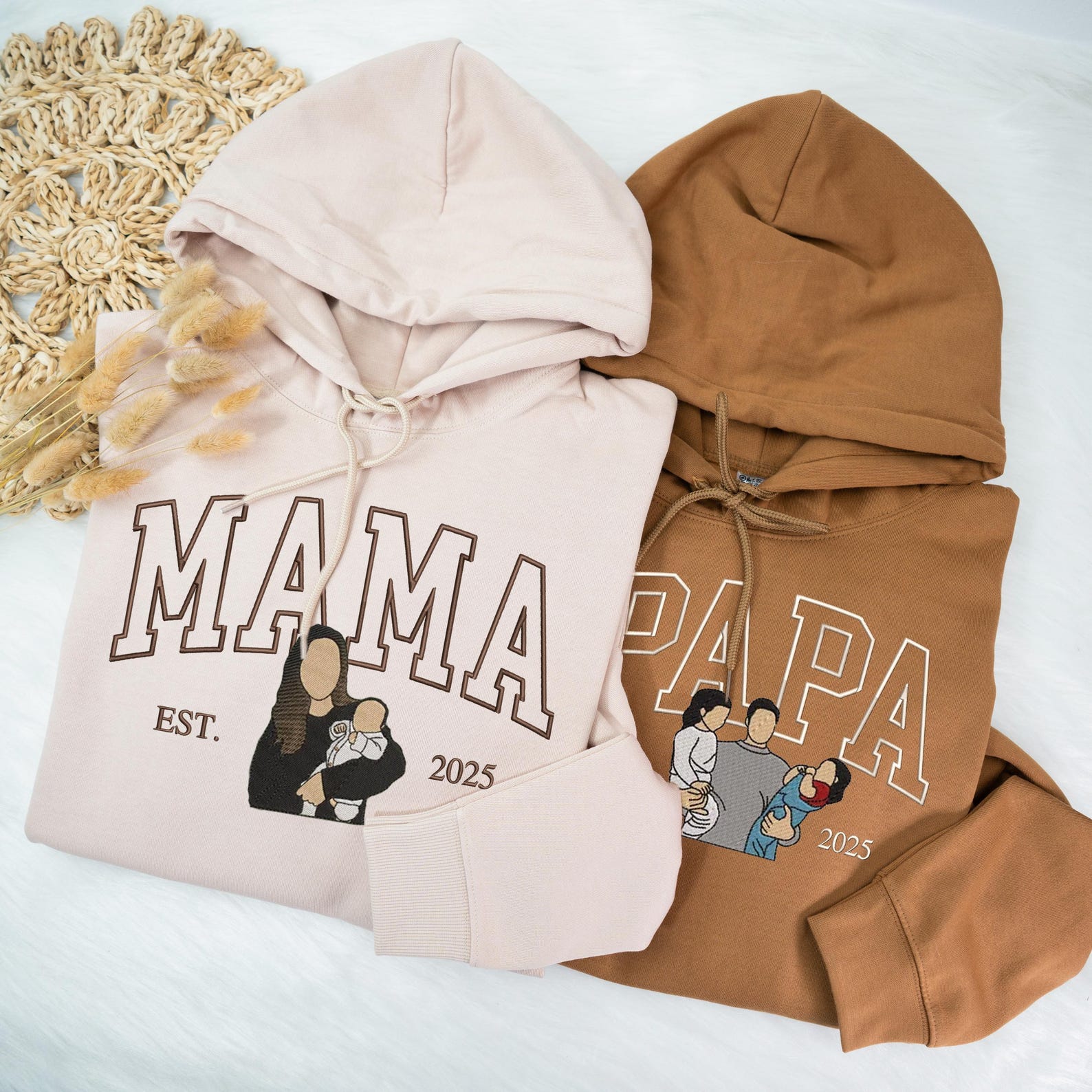 Custom Embroidered Mom Portrait Sweatshirt Mother's Day Gift Idea
