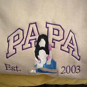 Custom Embroidered Dad Portrait Sweatshirt Hoodie Father's Day Gift Idea