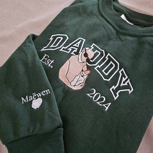 Custom Embroidered Dad Portrait Sweatshirt Hoodie Father's Day Gift Idea