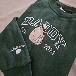 Custom Embroidered Dad Portrait Sweatshirt Hoodie Father's Day Gift Idea