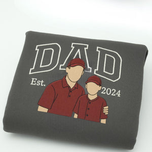 Custom Embroidered Dad Portrait Sweatshirt Hoodie Father's Day Gift Idea