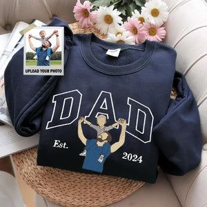 Custom Embroidered Dad Portrait Sweatshirt Hoodie Father's Day Gift Idea