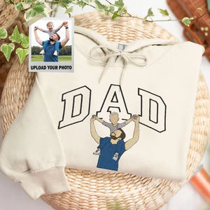 Custom Embroidered Dad Portrait Sweatshirt Hoodie Father's Day Gift Idea
