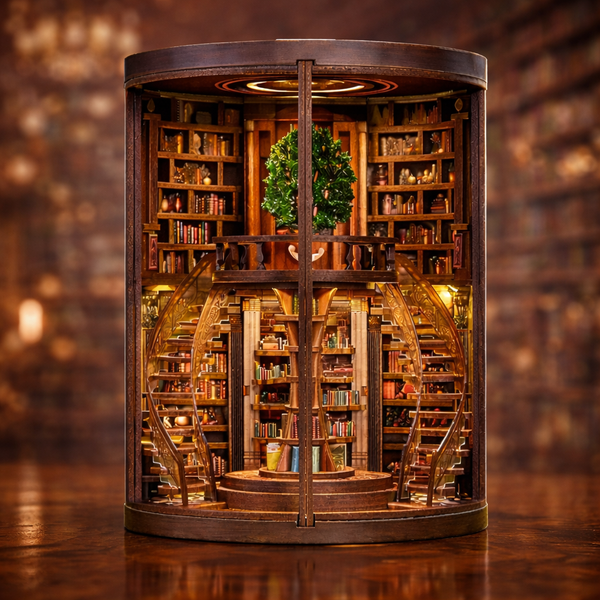 Wisdom Rings Library 3D Wooden Puzzle Gift For Diy Fans Book Reader Birthday Christmas Gift 