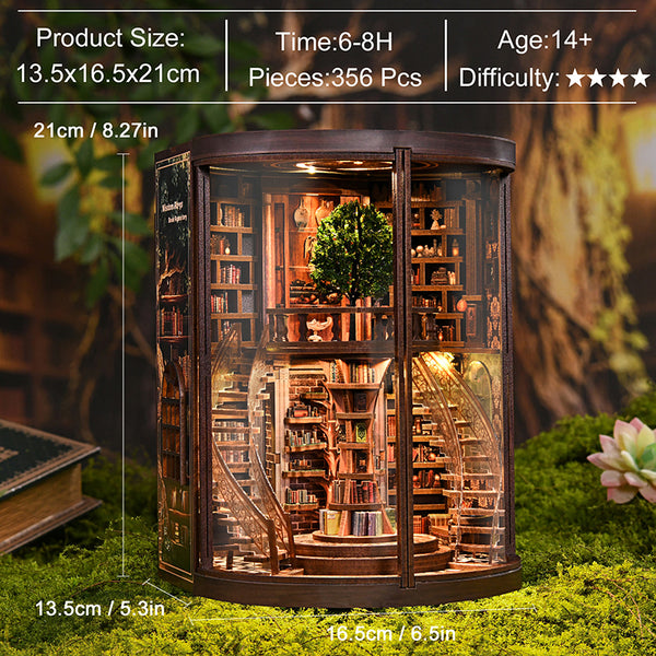 Wisdom Rings Library 3D Wooden Puzzle Gift For Diy Fans Book Reader Birthday Christmas Gift 