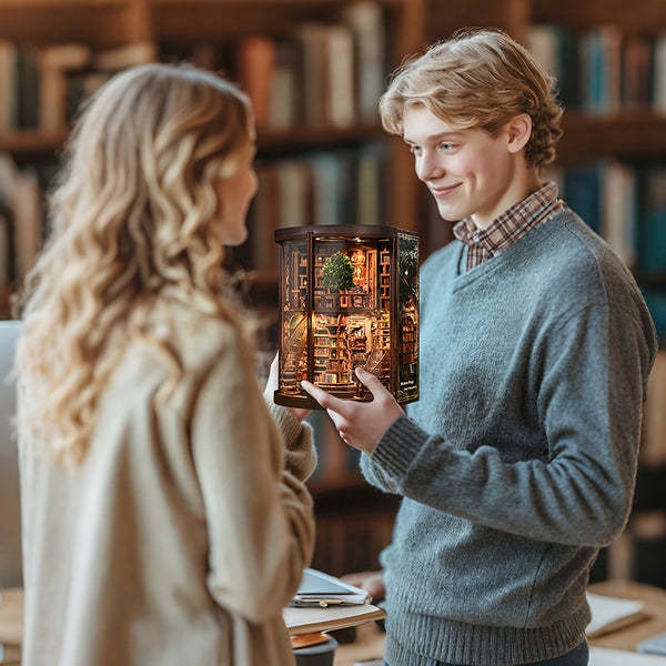 Wisdom Rings Library 3D Wooden Puzzle Gift For Diy Fans Book Reader Birthday Christmas Gift 