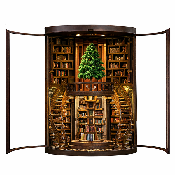 Wisdom Rings Library 3D Wooden Puzzle Gift For Diy Fans Book Reader Birthday Christmas Gift 