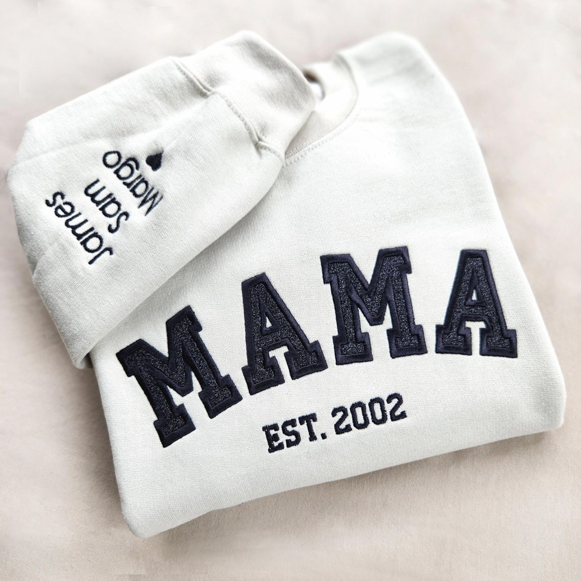 Custom Embroidered Glitter Vinyl MAMA Sweatshirt-Gift For Mom & Grandma Mother's Day Gift