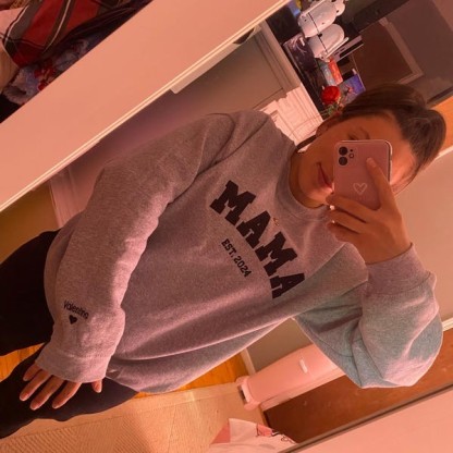 Custom Embroidered Glitter Vinyl MAMA Sweatshirt-Gift For Mom & Grandma Mother's Day Gift