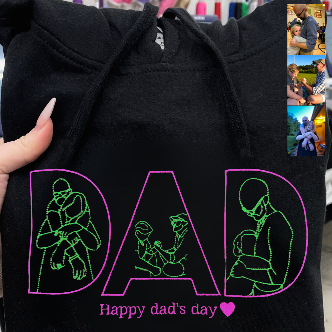 Custom Photo Outline Embroidered MOM Sweatshirt Mother's Day Gift