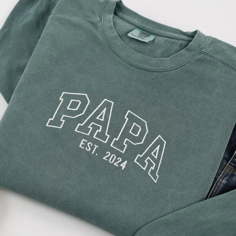 Custom Embroidered Mama EST Sweatshirt Hoodie with Kids Names on Sleeve Mother's Day Gift for Mom Grandma