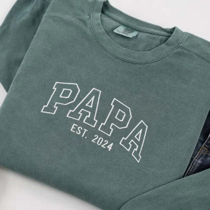 Custom Embroidered Mama EST Sweatshirt Hoodie with Kids Names on Sleeve Mother's Day Gift for Mom Grandma