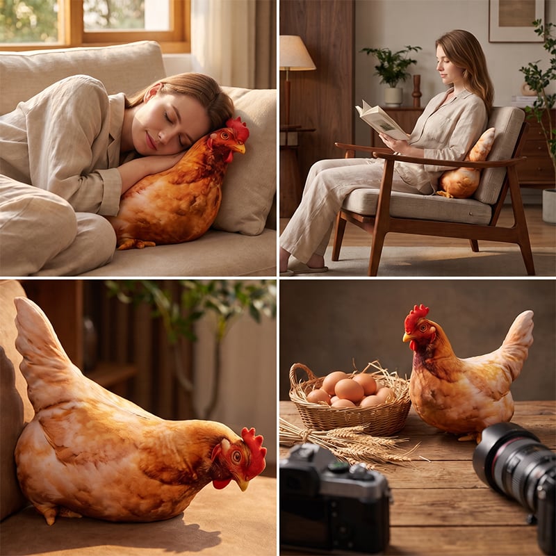 Realistic Chicken Plush Pillow