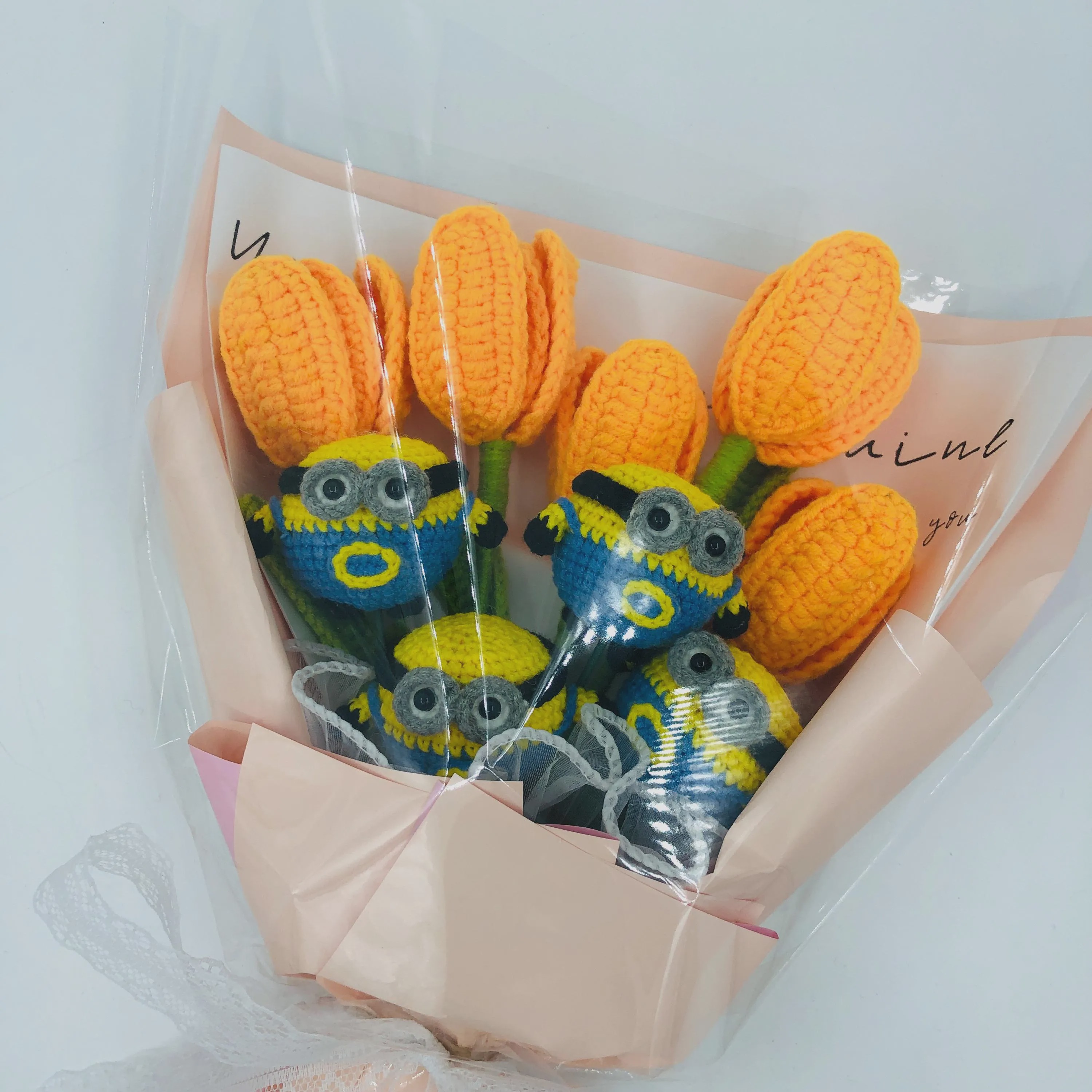 Handmade Crochet Flower Bouquet with Cute Knitted Plush Dolls – Unique Gift for Birthdays & Special Occasions