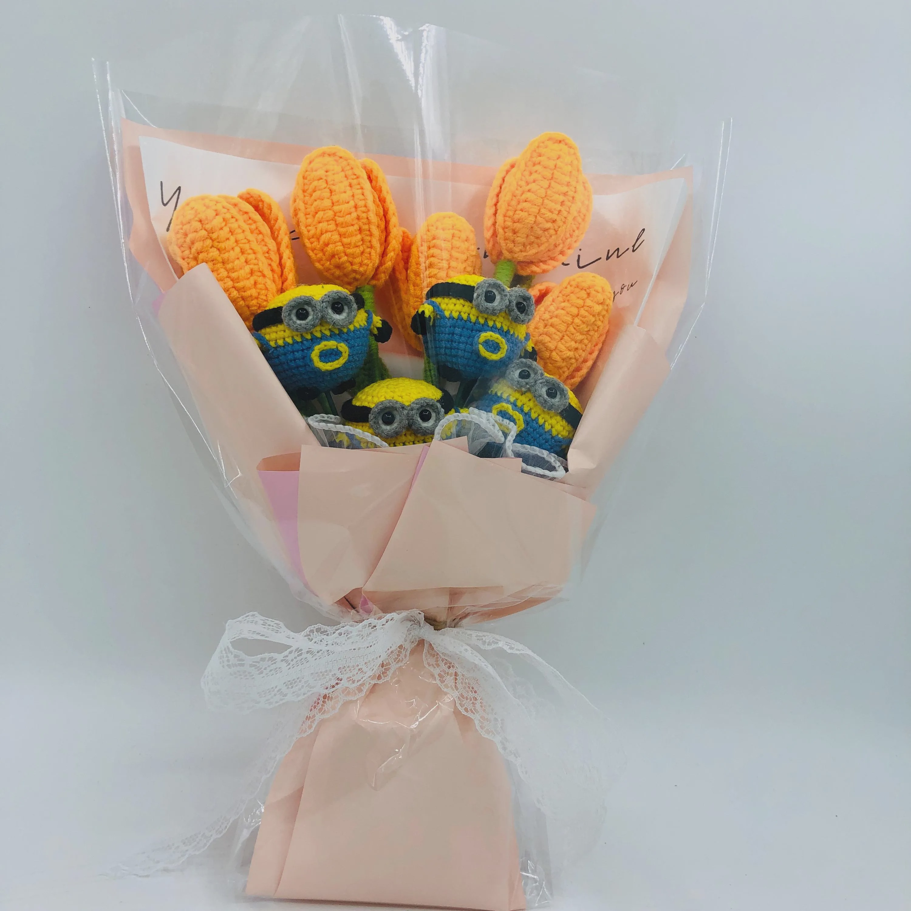 Handmade Crochet Flower Bouquet with Cute Knitted Plush Dolls – Unique Gift for Birthdays & Special Occasions