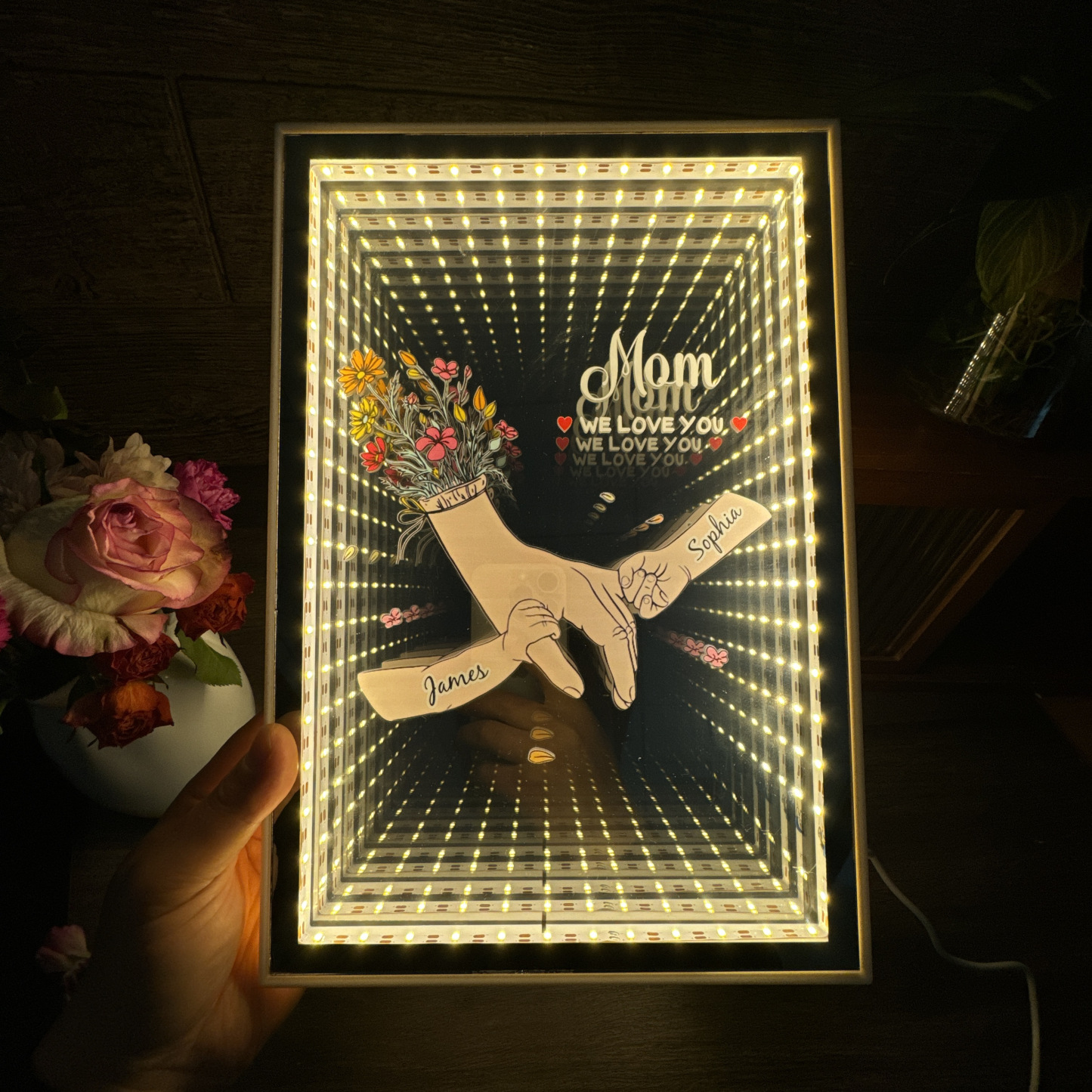 Personalized Mom We Love You Starry Mirror Light Box Mother's Day Gift