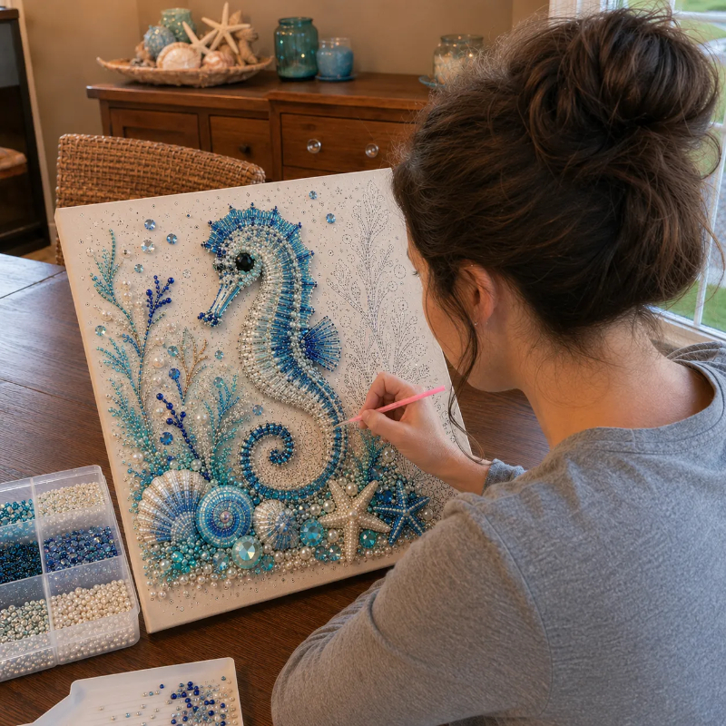 🔥 Last Day 50% OFF - 🌊✨ Ocean Theme Pearl Art DIY Kit – Relaxing DIY Craft to Create Stunning Coastal Artwork