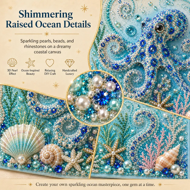 🔥 Last Day 50% OFF - 🌊✨ Ocean Theme Pearl Art DIY Kit – Relaxing DIY Craft to Create Stunning Coastal Artwork