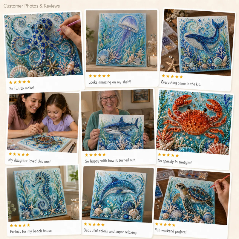 🔥 Last Day 50% OFF - 🌊✨ Ocean Theme Pearl Art DIY Kit – Relaxing DIY Craft to Create Stunning Coastal Artwork