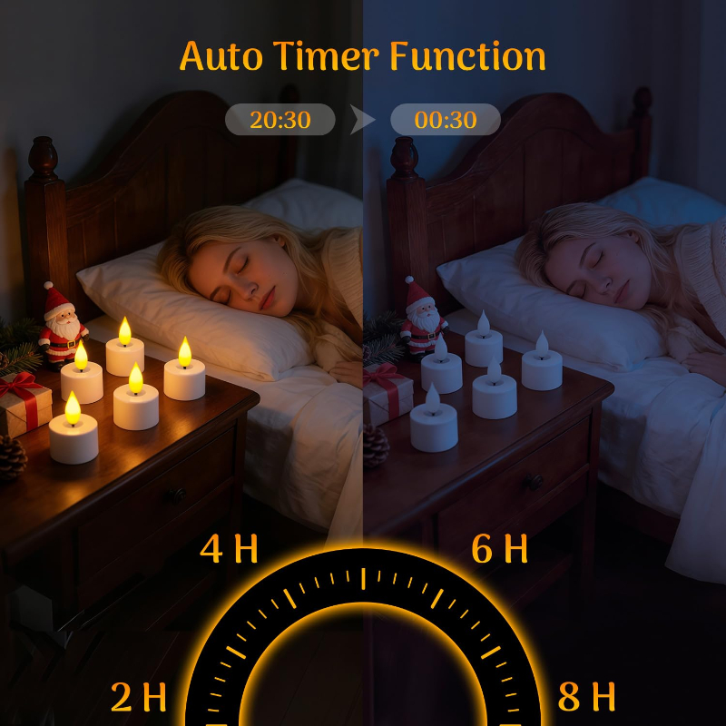🕯12 Pack Rechargeable Flickering LED Tealight Candles with Charging Base, Remote & Timer | Safe Flameless Lights for Halloween Party Home Decor🕯️	