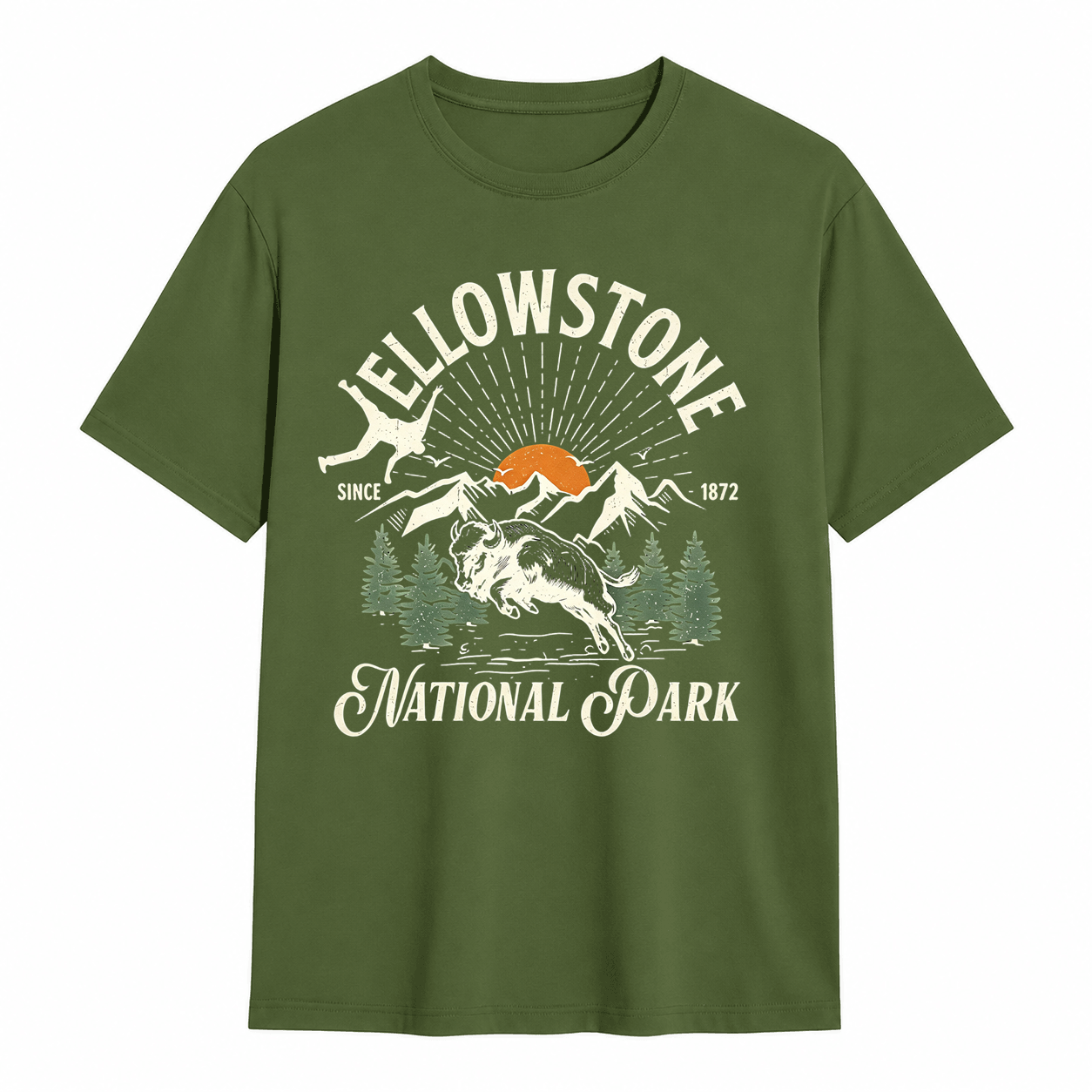 Yellowstone National Park Vintage Buffalo Graphic T-Shirt Retro Wildlife Tee
