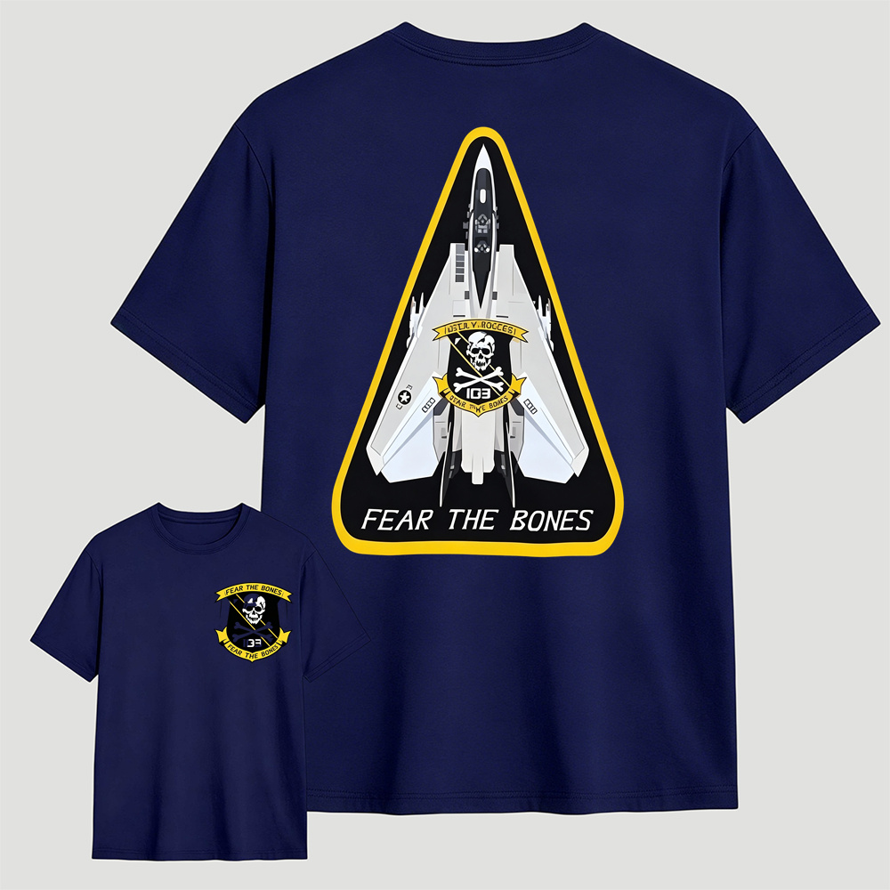F14 Tomcat VFA-103 Jolly Rogers Skull Crossbones Military Aviation Tee	