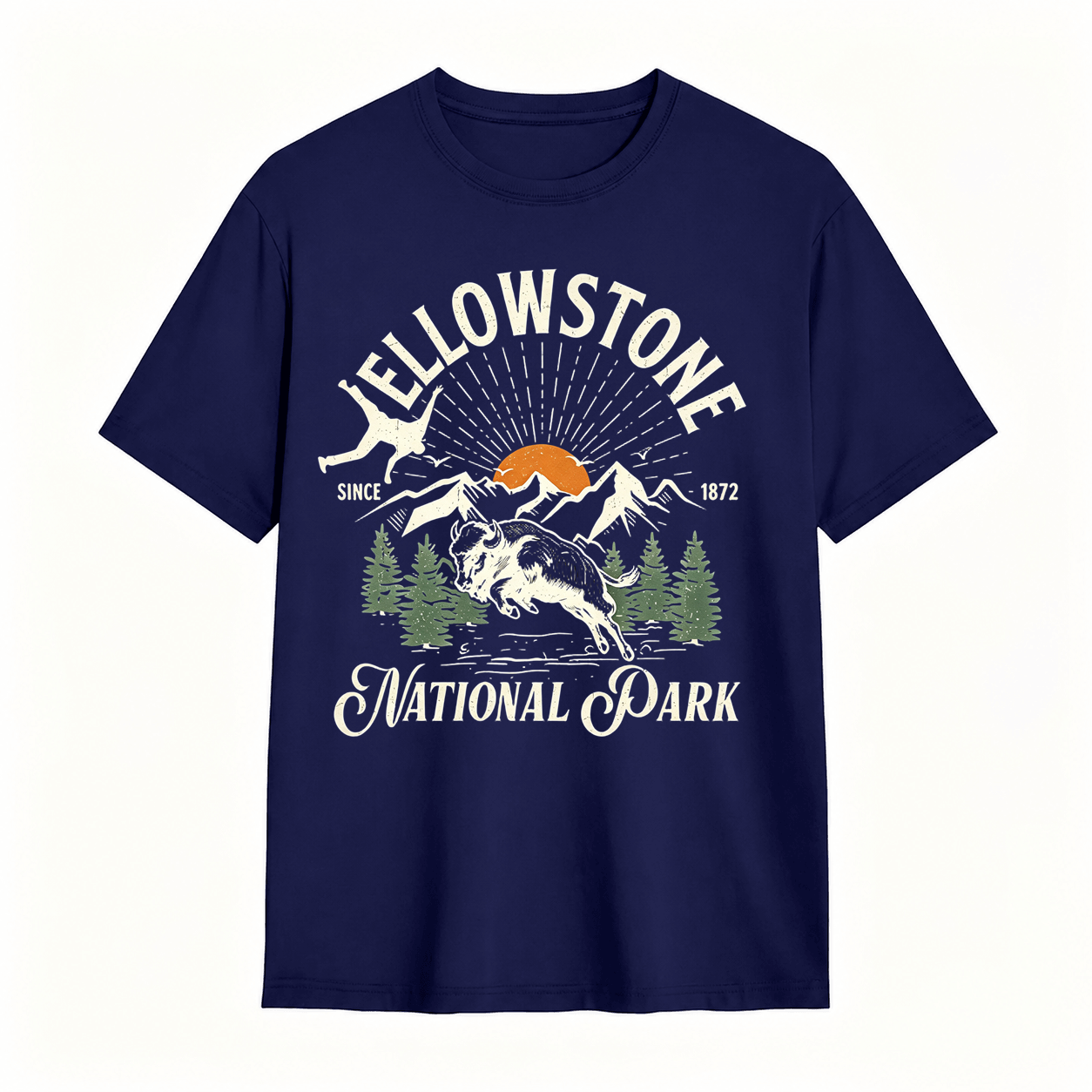Yellowstone National Park Vintage Buffalo Graphic T-Shirt Retro Wildlife Tee