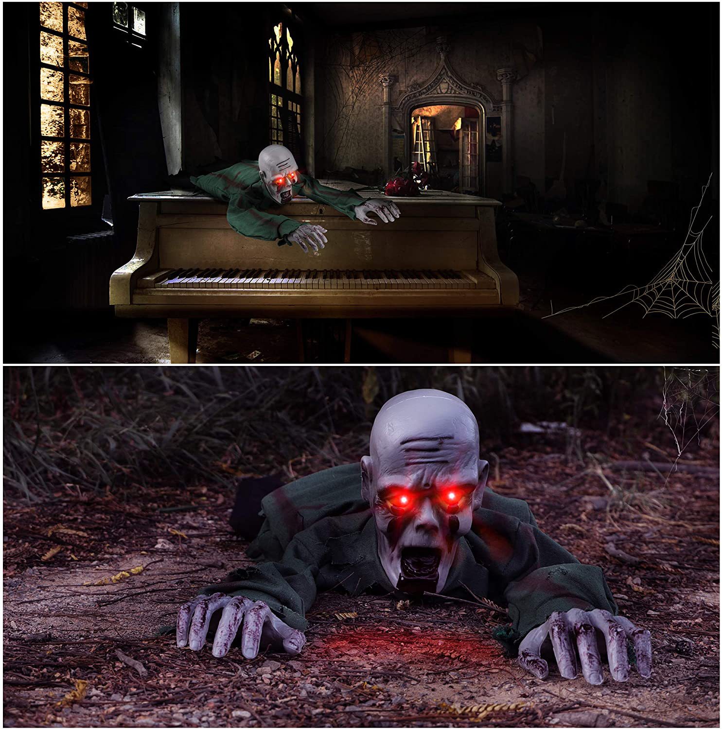🔥Hot Selling Sound Activated Crawling Zombie Animatronic | Bestseller Halloween Decor, Limited Time Offer for Haunted House Escape Room