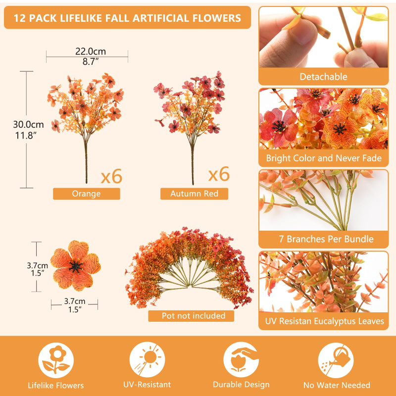 Artificial Silk Fake Flowers 🌺 | Outdoor & Spring Home Decor | Perfect for Halloween Season to Build Spooky Holiday Vibe🎃👻  