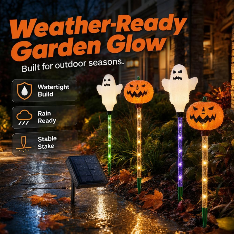 🔥Bestseller🔥 ｜ 6 Pack Solar Halloween Garden Stake Lights👻 8 Modes Pumpkin Ghost Witch Hat Lantern, Waterproof Solar Pathway Lights for Yard Lawn Porch Halloween Outdoor Decor