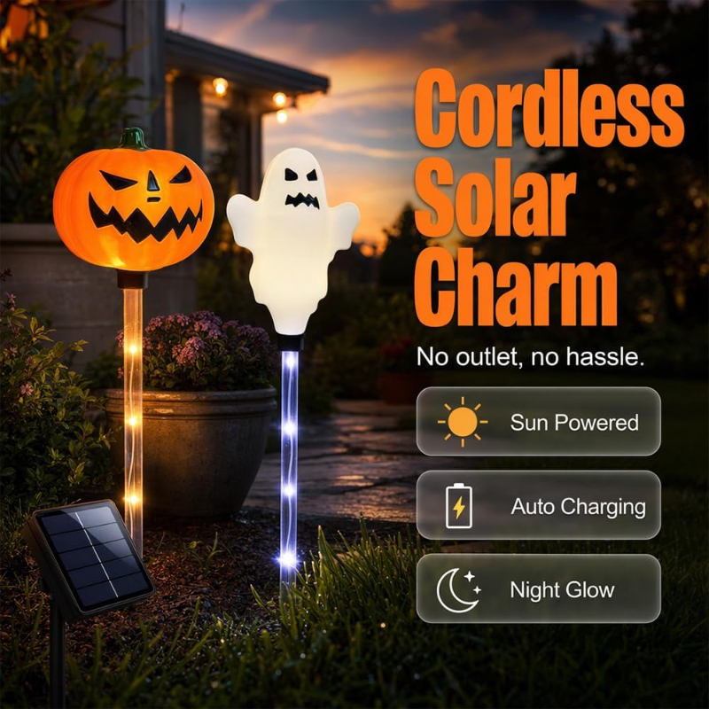 🔥Bestseller🔥 ｜ 6 Pack Solar Halloween Garden Stake Lights👻 8 Modes Pumpkin Ghost Witch Hat Lantern, Waterproof Solar Pathway Lights for Yard Lawn Porch Halloween Outdoor Decor