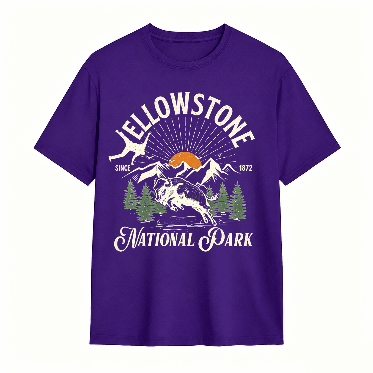 Yellowstone National Park Vintage Buffalo Graphic T-Shirt Retro Wildlife Tee