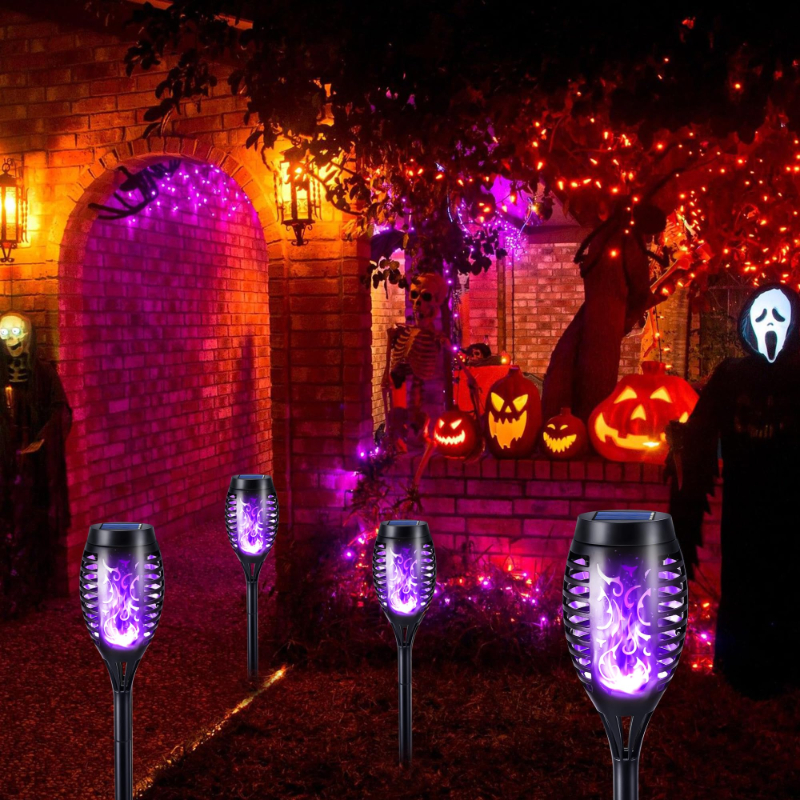 Halloween Outdoor Solar Flickering Flame Torch Lights Waterproof Garden Yard Pathway Decor	SKAZ018