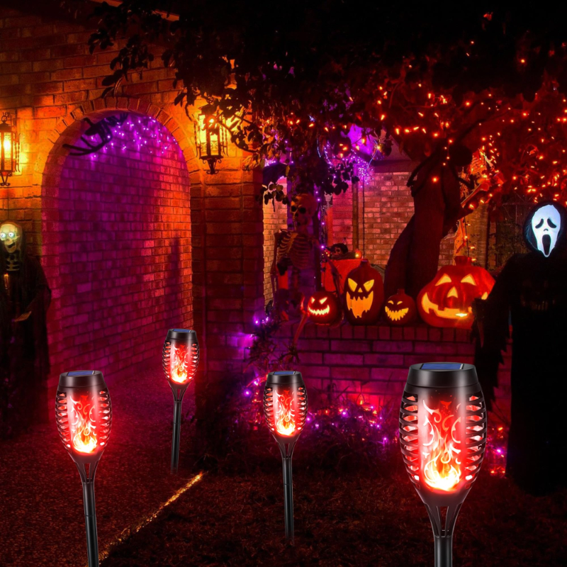 Halloween Outdoor Solar Flickering Flame Torch Lights Waterproof Garden Yard Pathway Decor	SKAZ018
