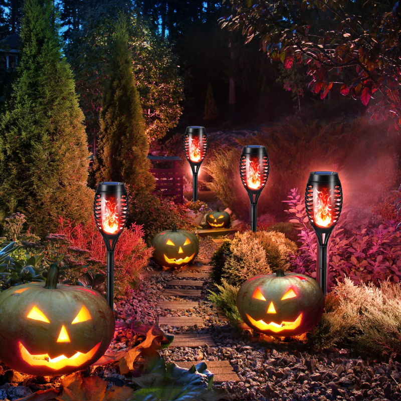 Halloween Outdoor Solar Flickering Flame Torch Lights Waterproof Garden Yard Pathway Decor	SKAZ018